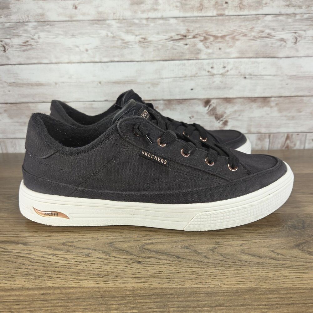 Skechers Women's Arch Fit Arcade Womens size 9.5 Black Rose Gold Casual Sneakers
